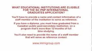 What educational institutions are eligible for the BC PNP International Graduates application?