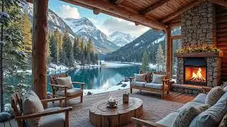 Winter Piano Music Lakeside Cabin ❄️🔥 Fireplace Ambiance & Snowy Night for Deep Sleep, Focus & Study