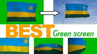 Full HD Rwanda flag waving over green screen. (5 Different views).
