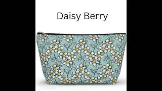 Whimsical Daisy Berry Print, Floral Cosmetic Bag, Travel Accessories, Cute Makeup Bag