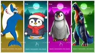 Jurassic World Penguin🆚 Godzilla 🆚 Godzilla 🆚 Shark  Tiles Hop Coffin Dance 