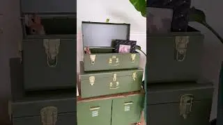 Green metal storage trunks #homedecor #metaltrunk #giftideas #green