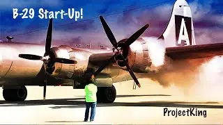 Bomber B-29 Startup,Take-Off, Landing!