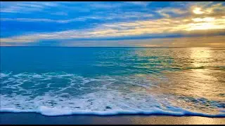 4K Endless Blue Ocean: Hypnotizing Golden-Blue Waves Merging with the Sky | Deep Relaxation-8 Hours
