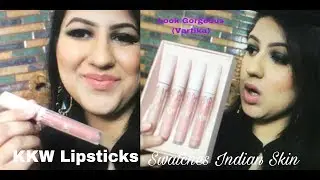 KKW Creme Liquid Lipstick Swatches Indian Skin/ Review