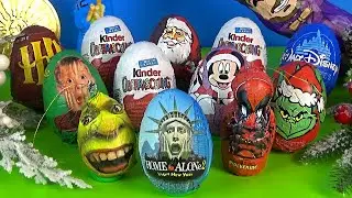10 Cristmas Surprise Eggs, ASMR Surprise Cars 2 Thomas Spongebob Disney Pixar