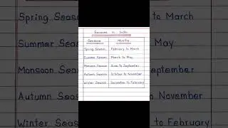 List of Seasons in India ||🕚
