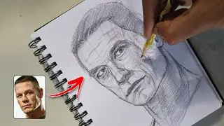 John Cena drawing , Loomis method portrait sketch step by step #newuploadvideo #art