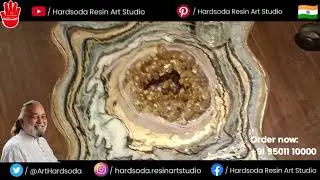 #285 Geode Coffee Table Natural Stones, Quartz Crystals, Epoxy, Resin || Hardsoda Resin Art Studio