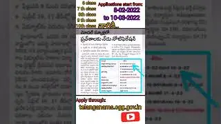Model schools notification for 6th class to 10th class/TS  #telangamodelschools