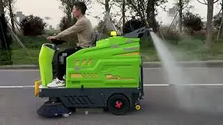 🔥 Compact Electric Ride-On Sweeper &mdash; Clean Front, Mist Back! 🔥