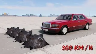 spiked metal balls VS Cars !  CRACH TEST ! - BeamNg Drive