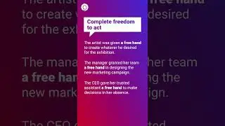 ✋ A Free Hand ✋ | Exploring Autonomy and Independence | #IdiomsExplained