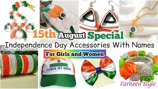 Independence day accessories with names/tricolour accessories/tiranga earrings/15 august accessories