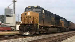CSX 3406 leads loaded phosphate B211-19 in Rebecca, GA 11/20/22