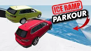 SUV 4x4 Sports Cars VS Endurance Snow Parkour Jump #1 - BeamNG Drive