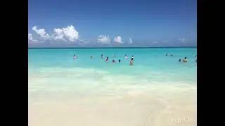 Beautiful Cancun beach with blue water and white sand 