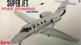 ✈️ Embraer Plane Pencil Drawing ✏️ | Realistic Aircraft Art | Step-by-Step Sketch