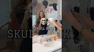 SKULL SINK 💀 Easiest Halloween DIY decor ever! #halloweendiy #diyhalloween