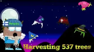 Harvesting 537 wizard hat trees - Growtopia