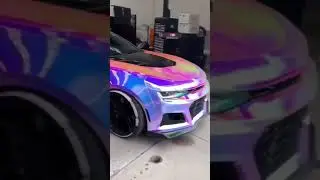 Crazy Color Shifting Chrome Wrap On A Camaro #shorts #cars #supercars