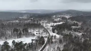 Sullivan, NH: Snowy 360&deg; Aerial Panorama | Winter Twilight