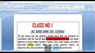 MS Word Home tab Tutorial || Microsoft Word 2007 Tutorial in Urdu|| Class No 1