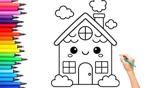 How To Draw a House 🏠 | Cute Kawaii house drawing Step by Step 