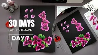 Watch a Bougainvillea Flower  Bloom Under My Brush | Easy Flower Painting | Day 7 Painting Lesson
