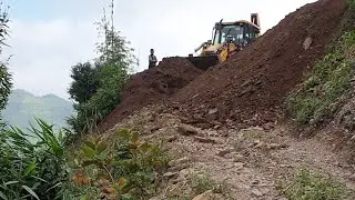 JCB Backhoe Loader-Working on Hill-Road Construction for Hilly Villagers