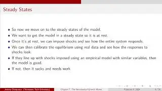 Lecture X: The Neoclassical Growth Model Part II
