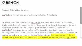 Qualtrics: Bootstrapping Growth Case Solution & Analysis- Caseism.com