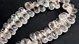 Natural Rose Quartz Drop Briolette Cut Baby Rose Pink Drilled Gemstone