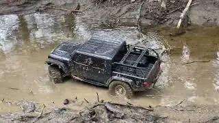 Axial SCX10 iii on mud, water and forest trails