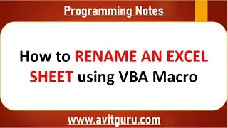 How to rename an excel sheet using VBA Macro