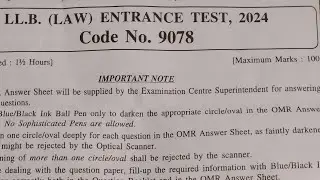 LL.B. ( LAW ) ENTRANCE TEST ANSWER KEY 2024 🧾🗒️ HPU ENTRANCE TEST