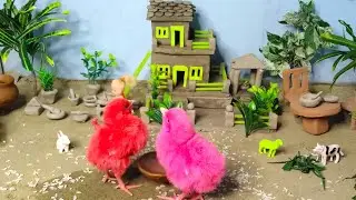 Make Mini Hen's House | छोटे-छोटे मुर्गियों के बच्चों का घर | How to Make Mini Village House & chuje