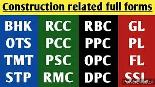 Construction related full forms | full form of | BHK | OTS | TMT | RCC | PCC | PPC  | OPC | DPC | WC
