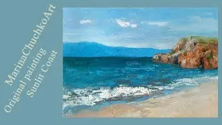 Sunlit Coast Painting &ndash; Seascape &ndash; Original Painting for sale &ndash; Artist Marina Chuchko