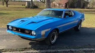 1971 Mustang Mach 1 351ci Cleveland V8 FMX Select-Shift Automatic Rare Grabber Blue 4-Wheel Disc