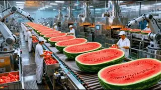 Inside a Modern Watermelon Factory - From Fresh Watermelon to Delicious Desserts The Whole Process