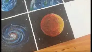 MINI SPACE THEMED PAINTINGS ON A CANVAS THAT I FOUND ON PINTEREST...(part 4)#painting#recreating art