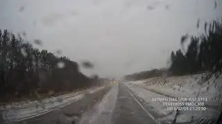 Near miss head on wreck truck driver passing in snow dash cam video trucker fail