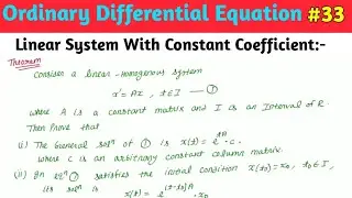 ODE MSc Math| Linear System with constant Coefficient| Math by Sachin sir