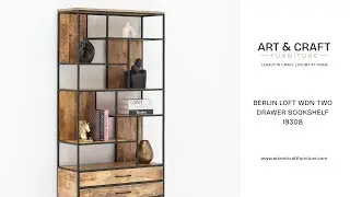BERLIN LOFT WOODEN TWO DRAWER BOOKSHELF