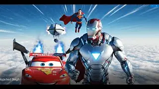 Cars Meet Marvel Superheroes Aerial Combat