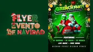 como CREAR Flyer GRINCH PARTY con Photoshop 🎇FLYER para NAVIDAD