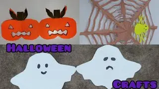 Halloween crafts pumpkin 🎃#ghost 👻#spider web🕸️ making with paper#paper cutting halloween decoration