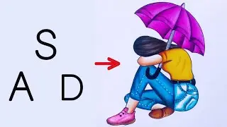 Sad girl drawing step by step || How to draw girl || girl drawing for beginners