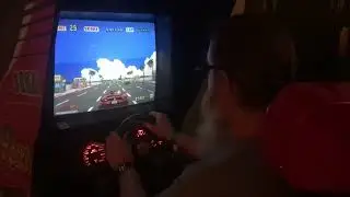 Playing Sit-Down Hydraulic Outrun at Arcade Club Blackpool
